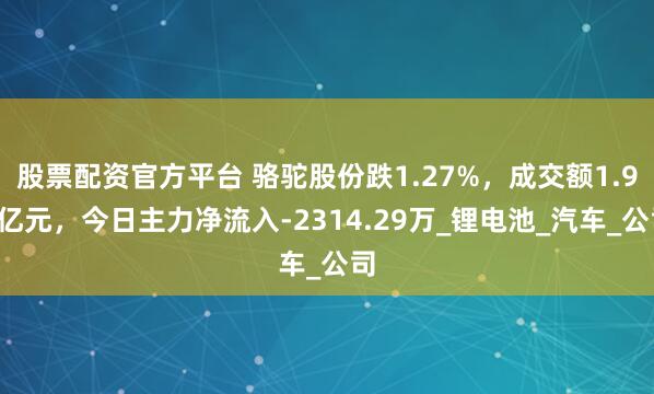 股票配资官方平台 骆驼股份跌1.27%，成交额1.95亿元，今日主力净流入-2314.29万_锂电池_汽车_公司